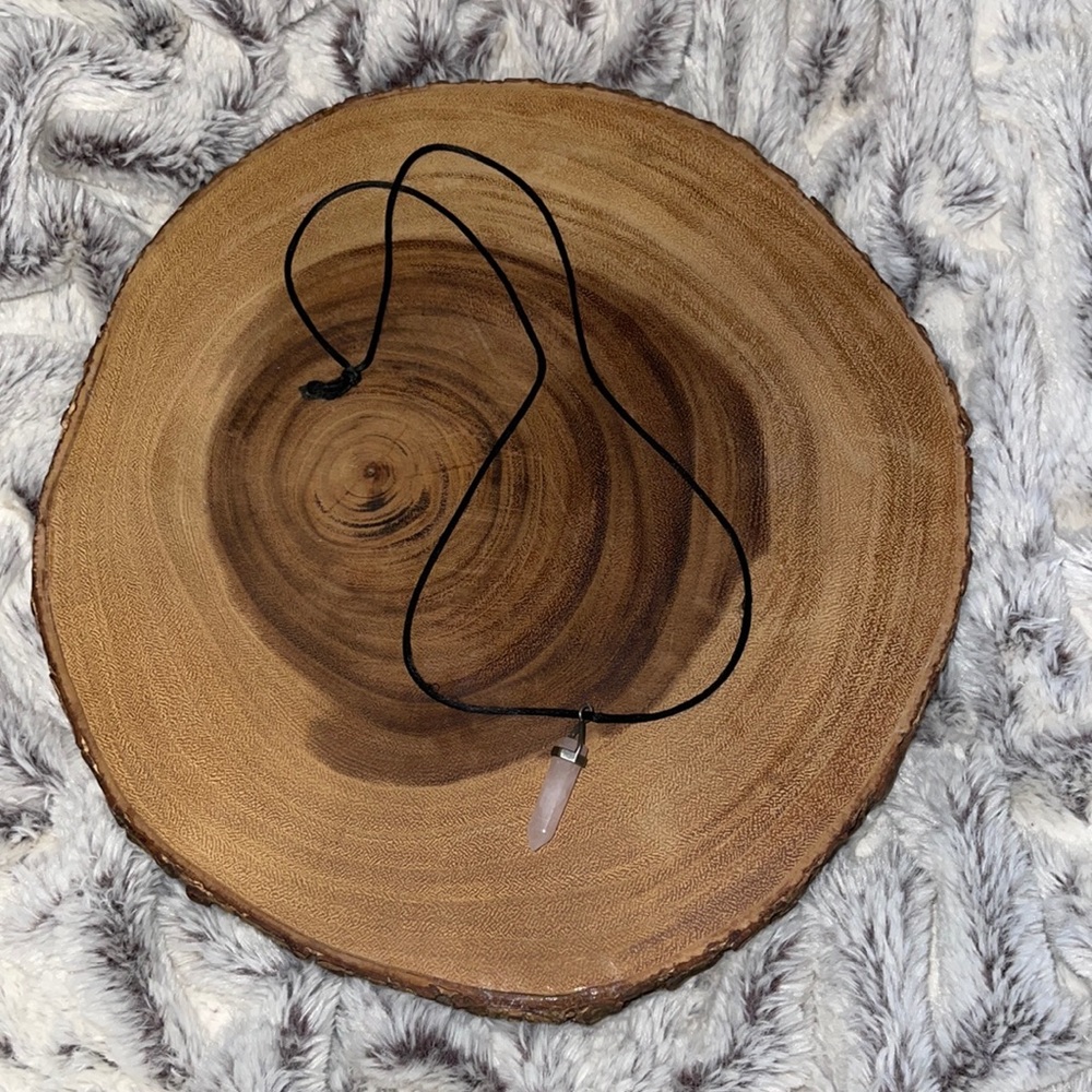 Corded Necklace With Pale Pink Stone